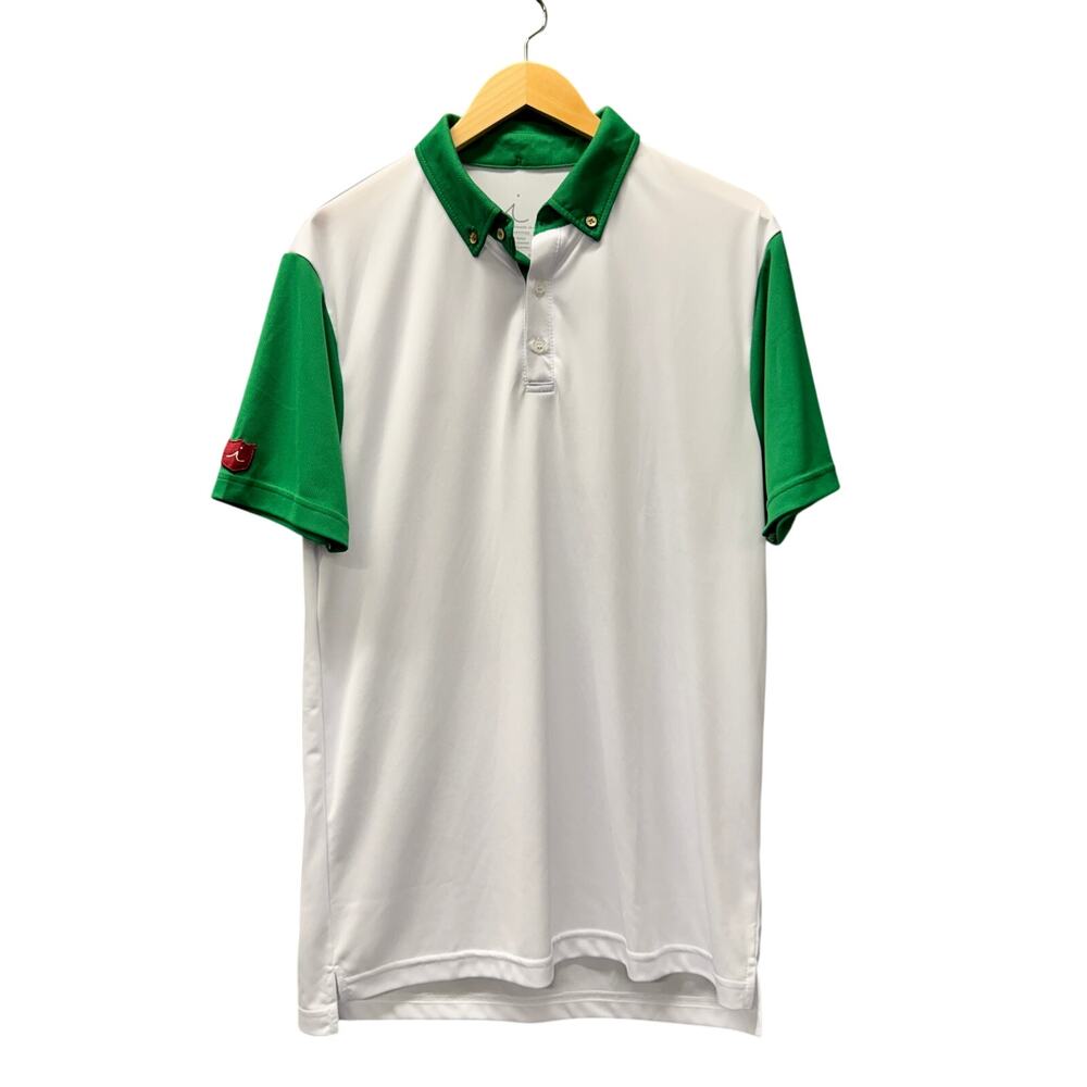Iliac Golf Polo Shirt Mens Large White‎ Green Nylon Blend Coastal Activewear